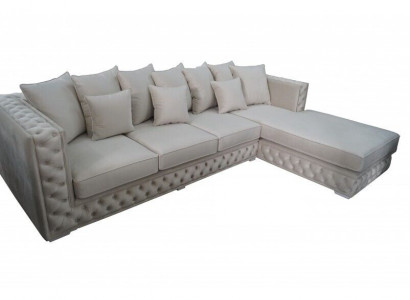 Chesterfield Design Sofa Corner Couch Upholstery Seat Corner Unit Modern Textile